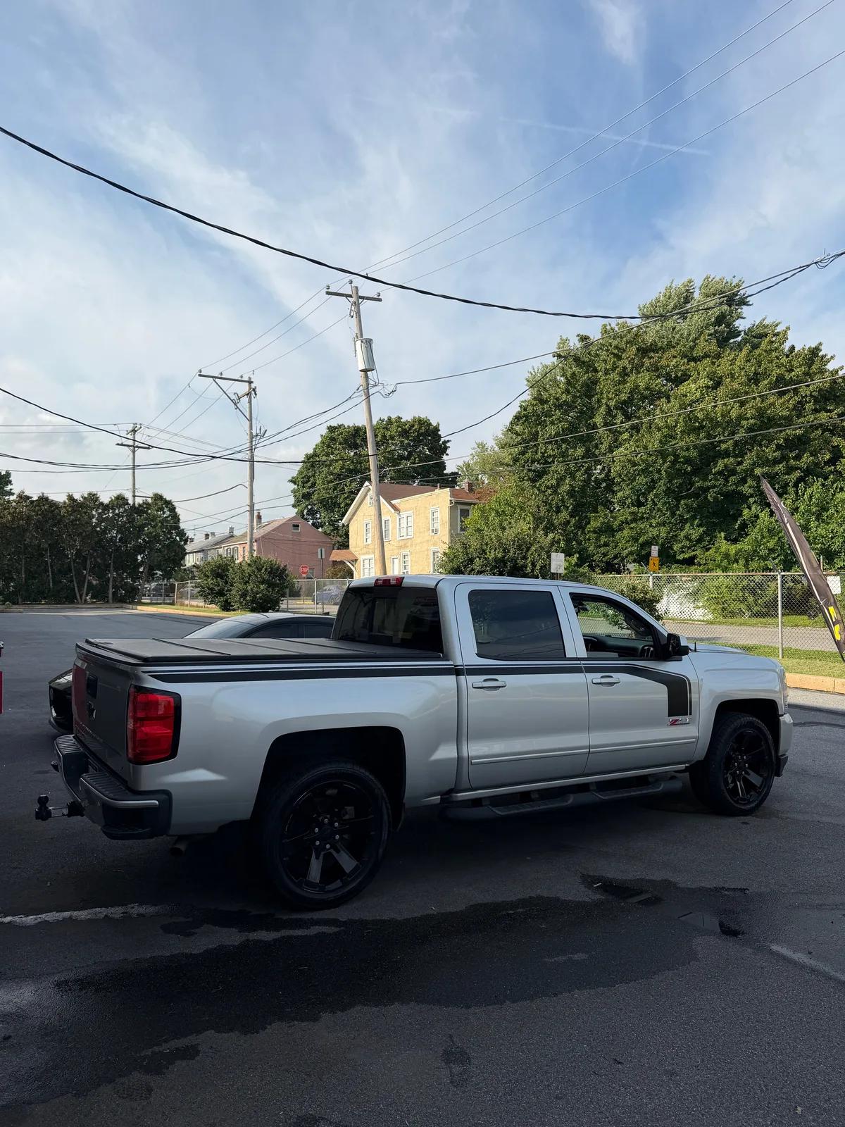 Silver Chevrolet Silverado Z71 outside the shop with a fresh ceramic coating. GNelson Detailing West Chester PA