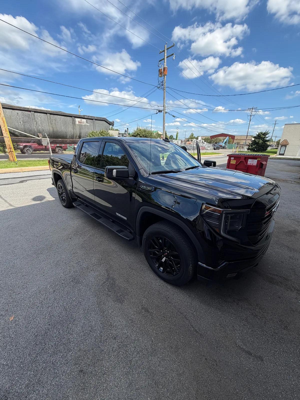 Black GMC Sierra crew cab after an exterior detail. GNelson Detailing West Chester PA
