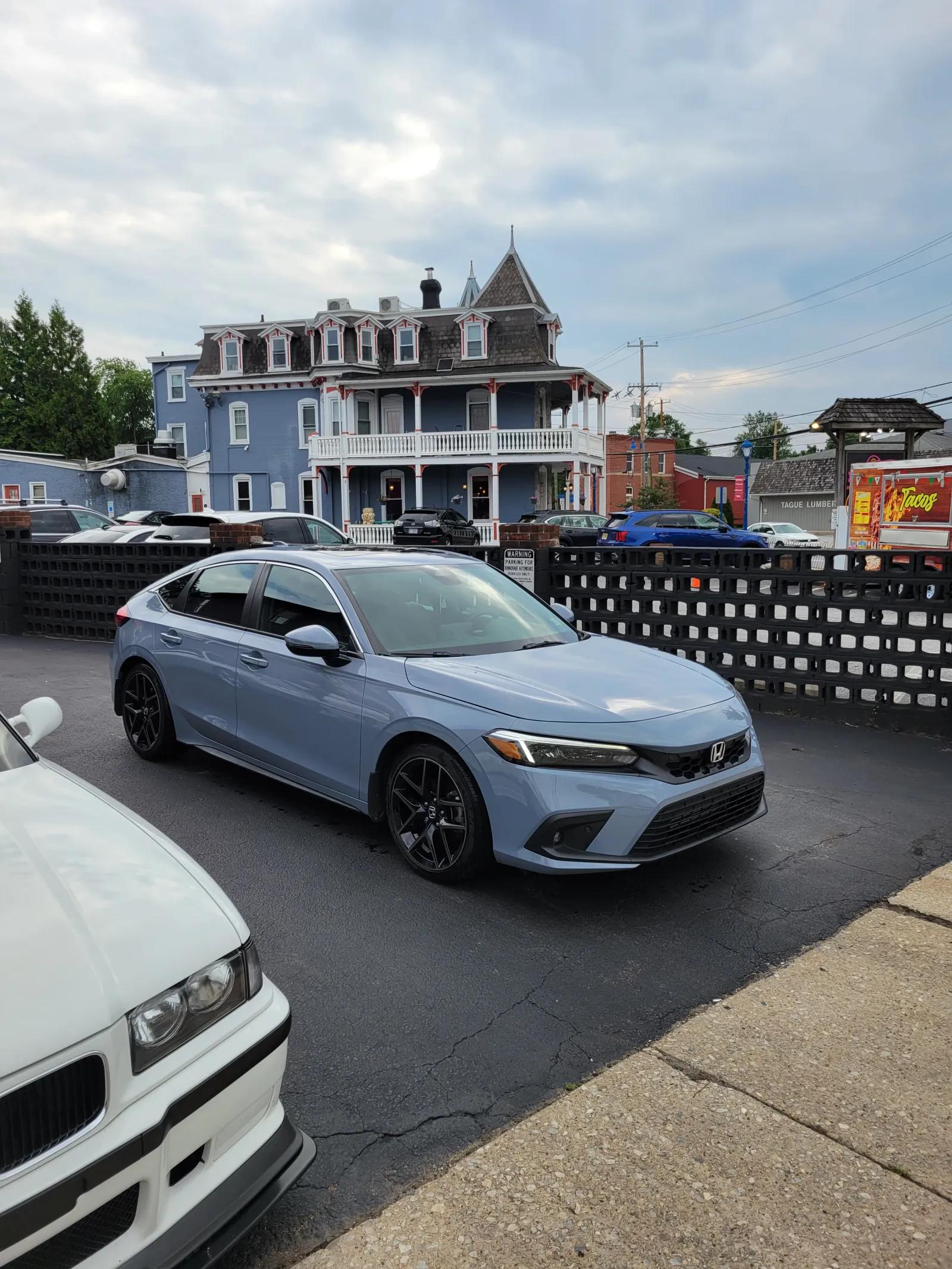 Blue Honda Civic after exterior detail — GNelson Detailing West Chester PA